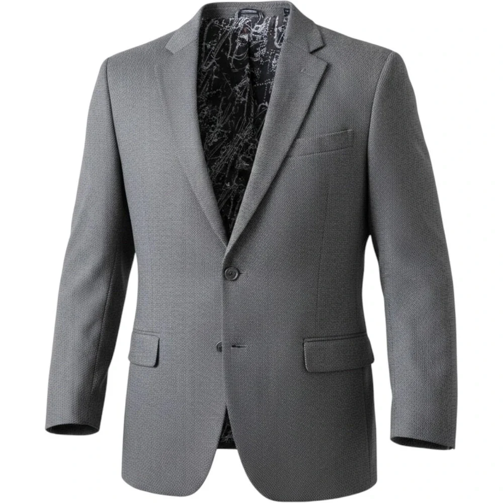 Nautica Branford Mens Grey Micro Pattern 2 Button Stretch Blazer  44R NS281